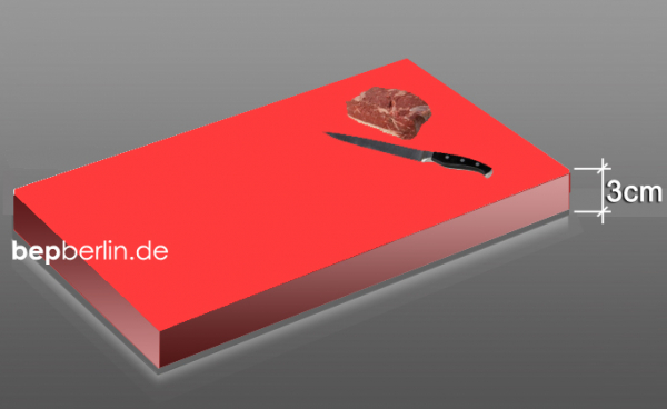 60 x 40 x 3 cm Profi-Schneidebrett - Kunststoff -rot